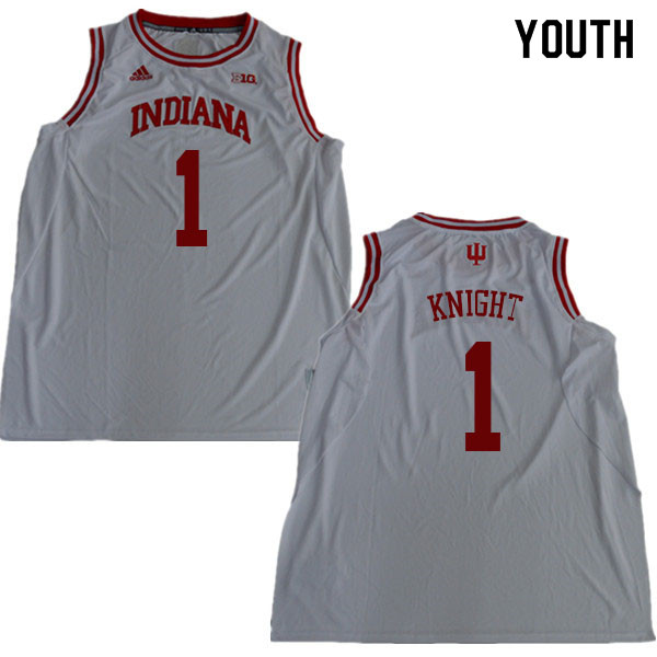 Youth #1 Bob Knight Indiana Hoosiers College Basketball Jerseys Sale-White